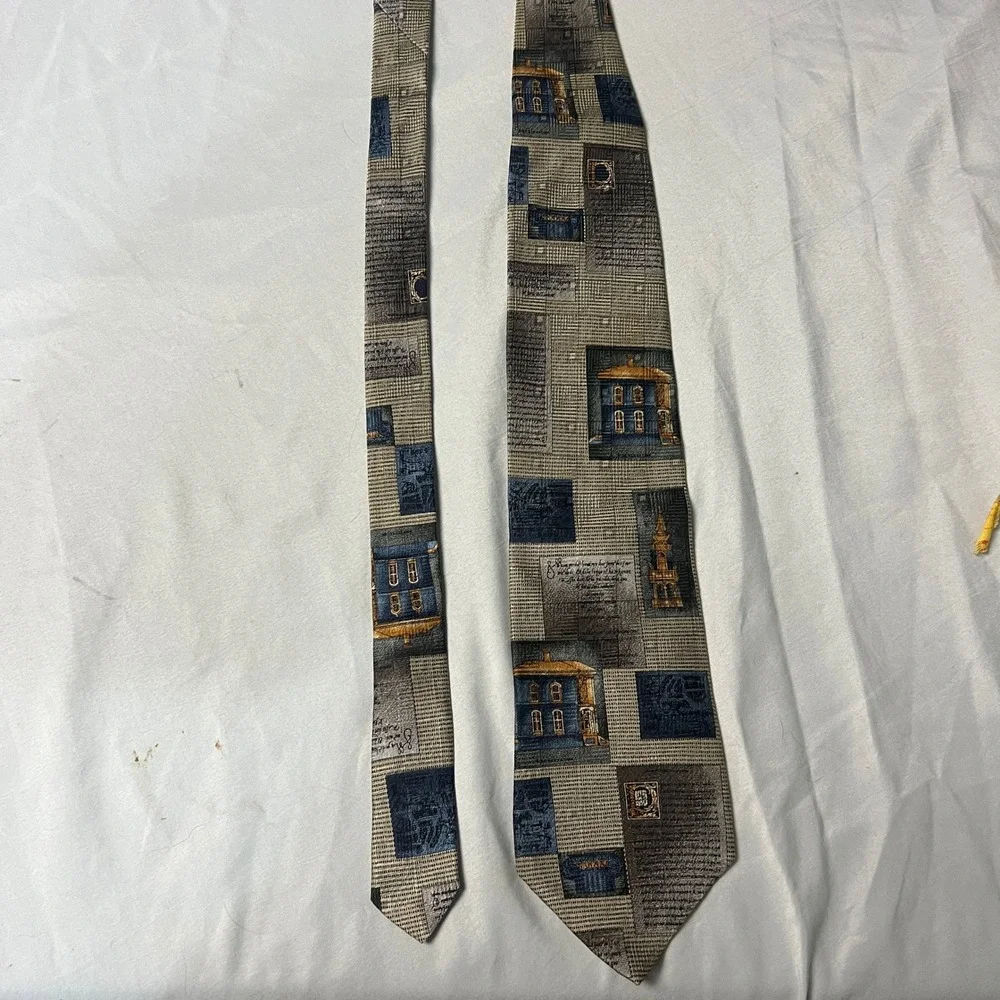 STRUCTURE XL Architectural Building Print Silk Necktie Engineer Formal Accessory